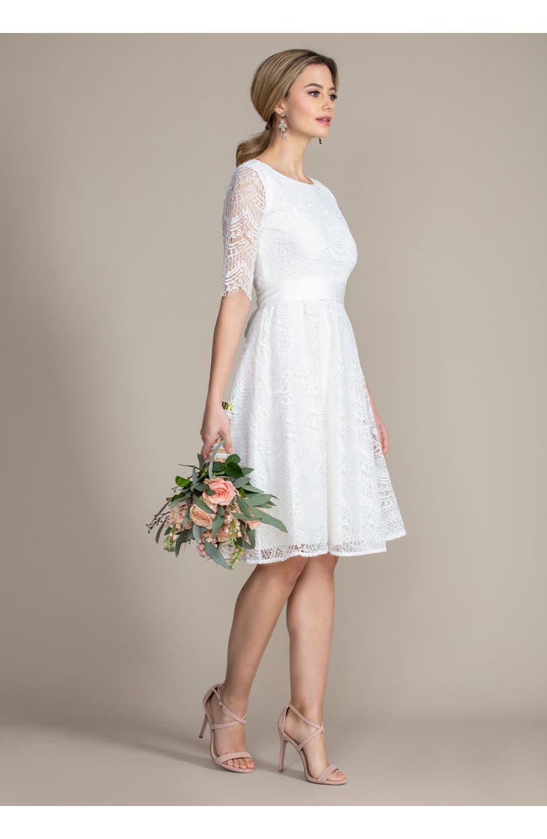 Alie Street London Evie 3/4 Sleeve Knee Length Lace Dress, Alternate, color, Ivory