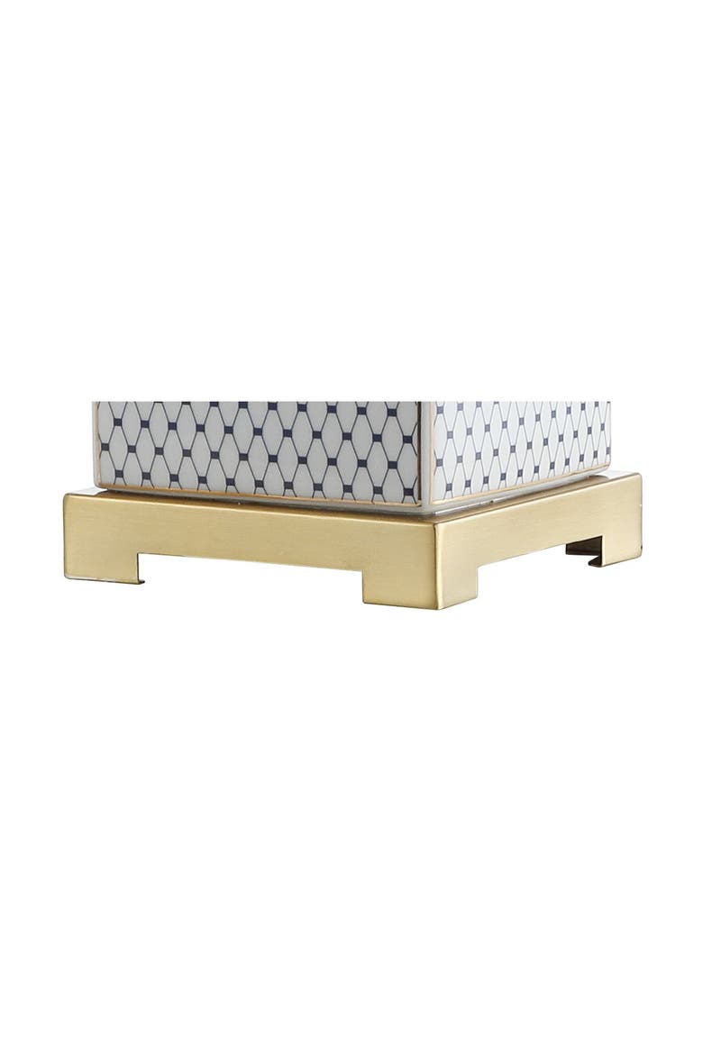 Cleo Ceramic/Metal Ginger Jar LED Table Lamp, Alternate, color, White/Navy
