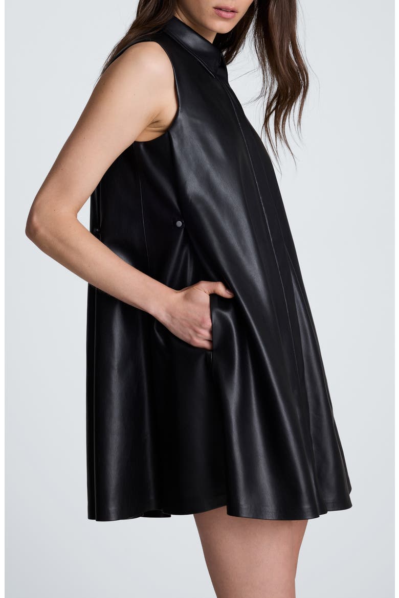 Faux Leather Swing Shirt Dress, Alternate, color, BLACK