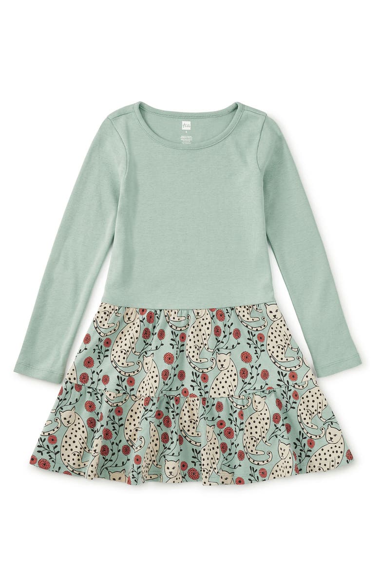 Tea Collection Tiered Skirted Twirl Dress, Main, color, Leopard Floral