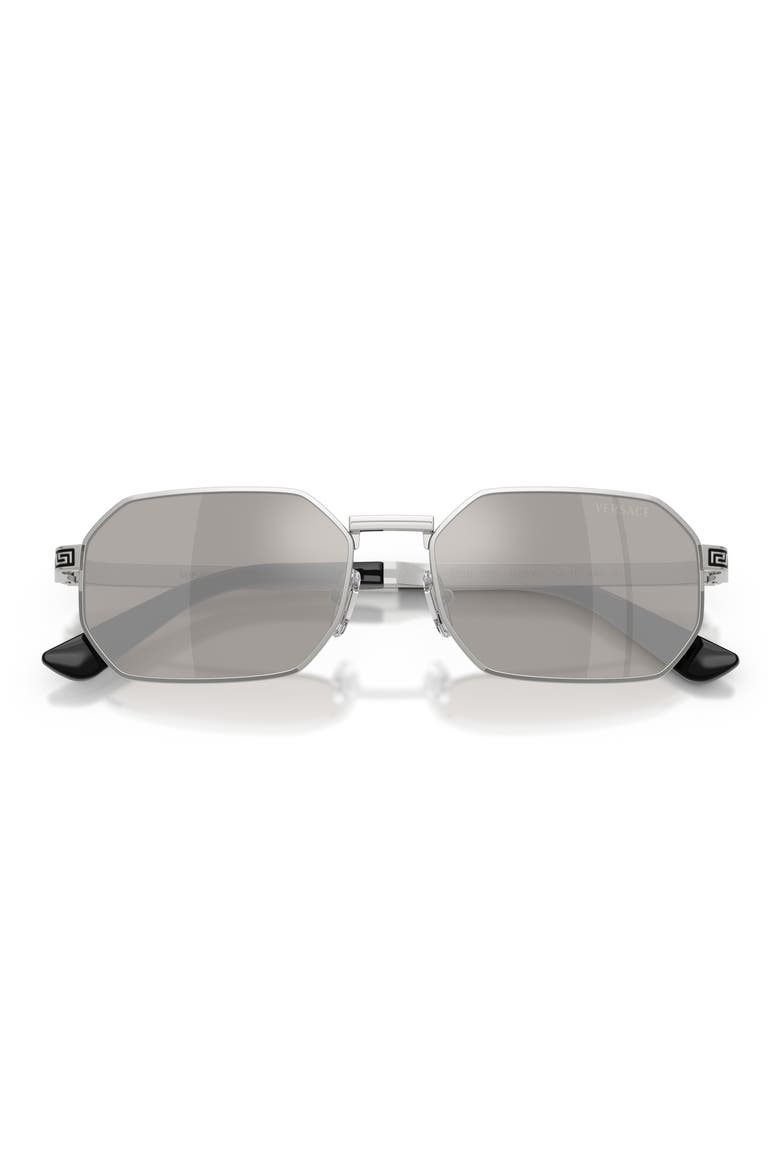 54mm Rectangular Sunglasses, Alternate, color, SILVER / GREY MIRROR SILVER