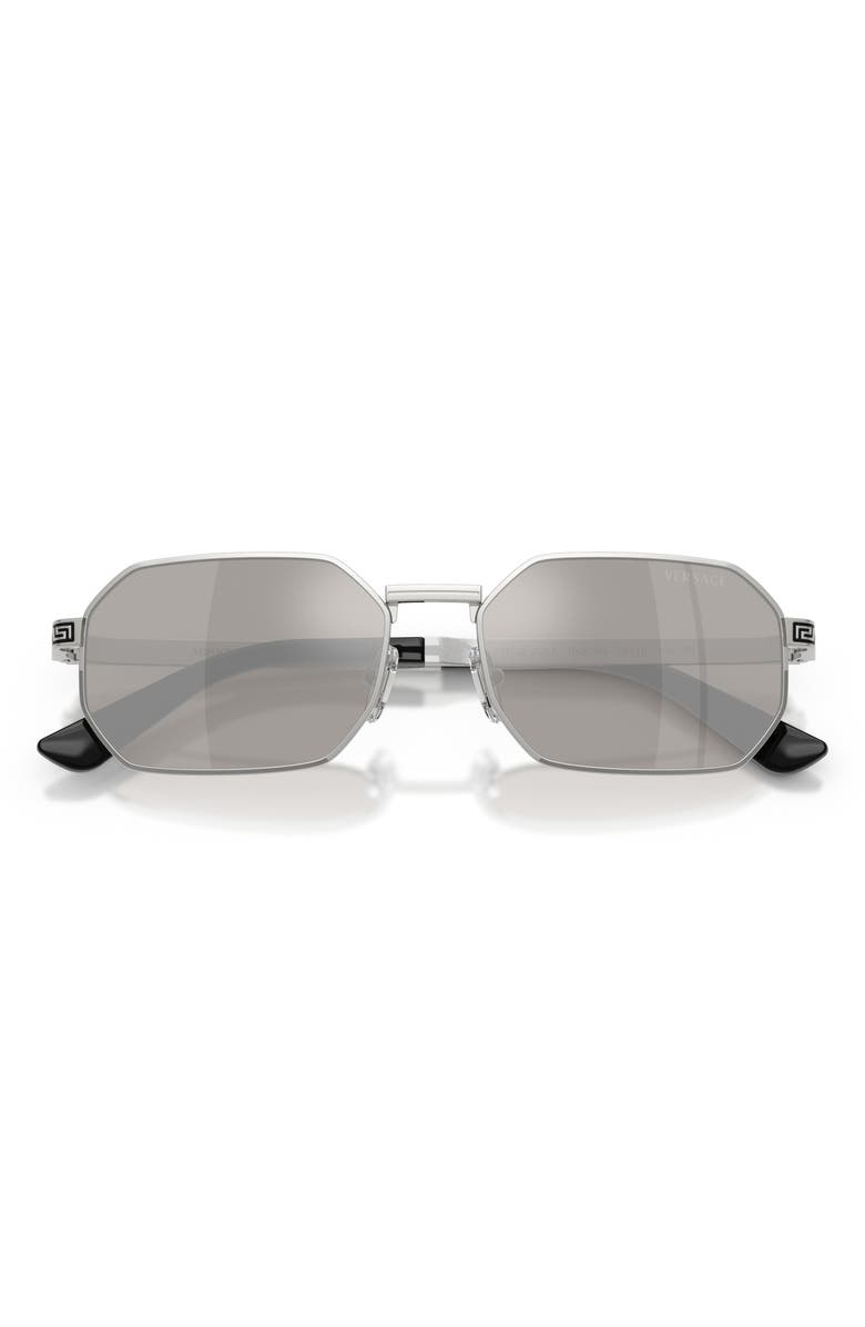 Versace 54mm Rectangular Sunglasses, Alternate, color, Silver / Grey Mirror Silver