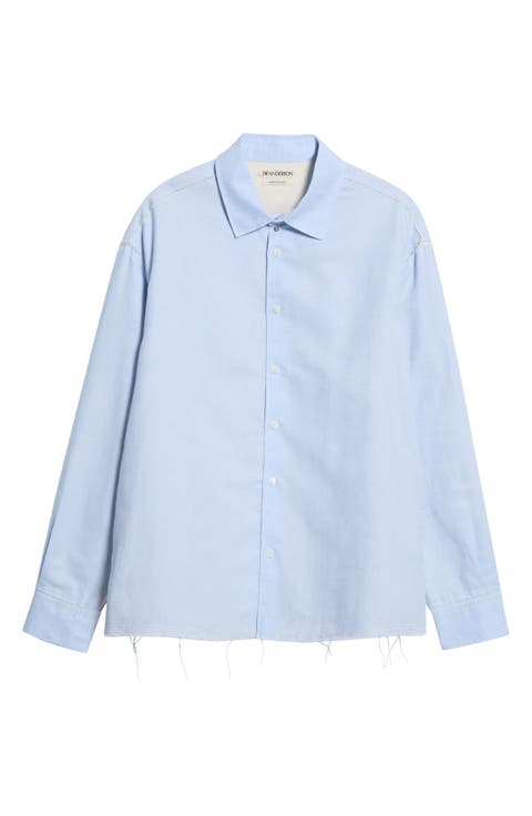 Deconstructed Raw Edge Button-Up Shirt