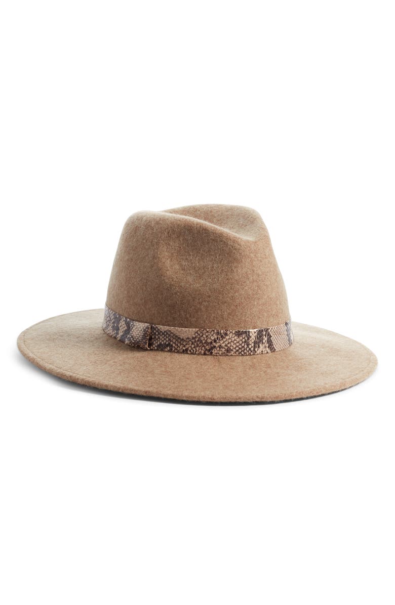 Treasure & Bond Snakeskin Trim Wool Panama Hat, Main, color, 