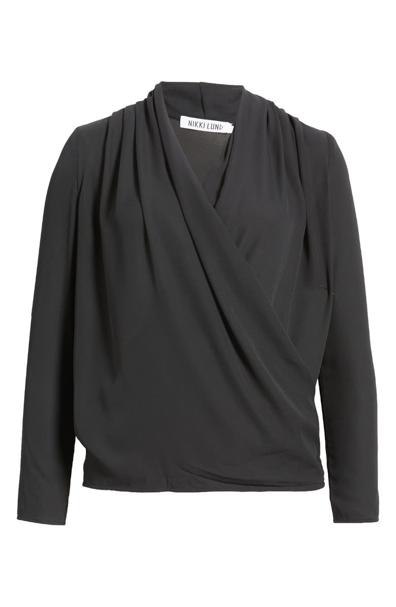 NIKKI LUND Rose Long Sleeve Blouse, Alternate, color, Black