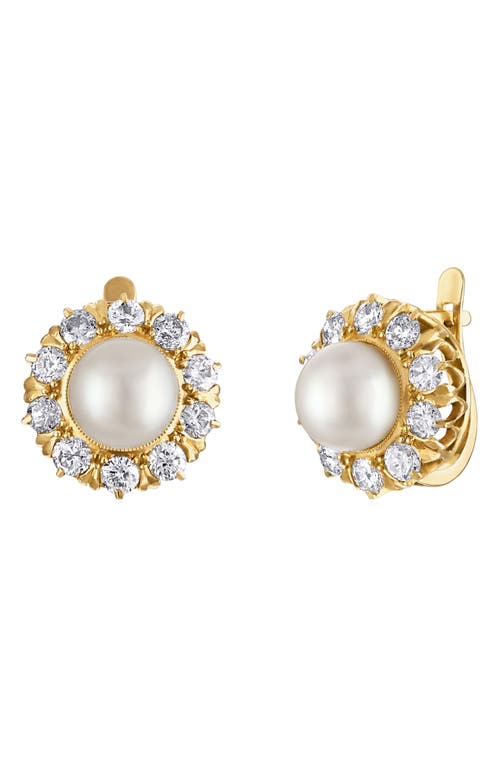 Mindi Mond Reconceived Victorian Pearl & Diamond Stud Earrings In Gold/diamond/pearl