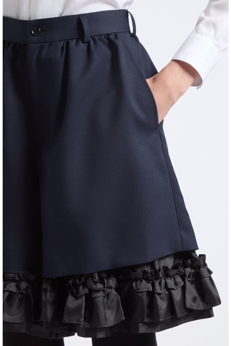 Ruffle Hem Gabardine Shorts, Alternate, color, NAVY X BLACK