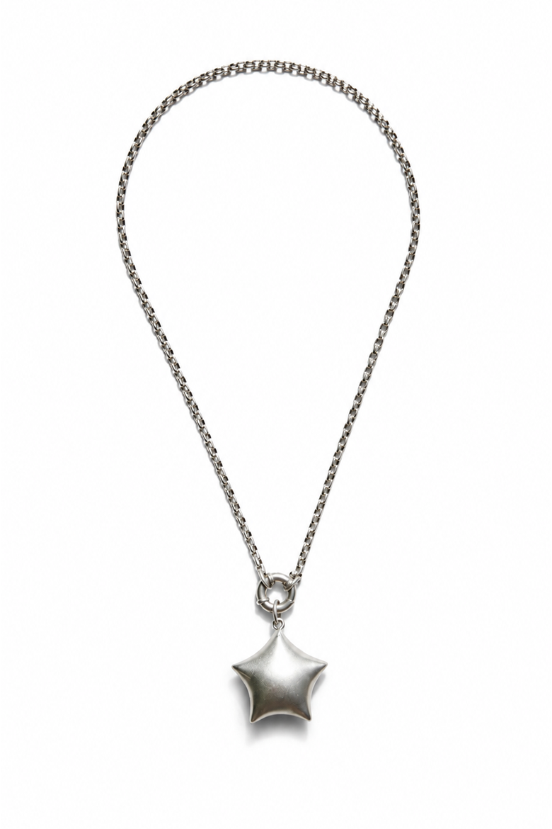Puffed Star Necklace, Main, color, Silver