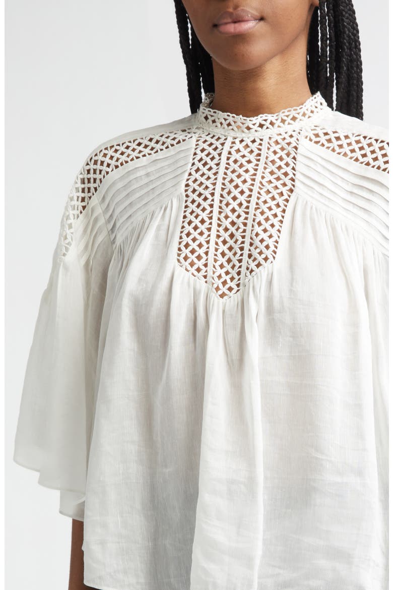 Parina Lace & Pintuck Top, Alternate, color, WHITE