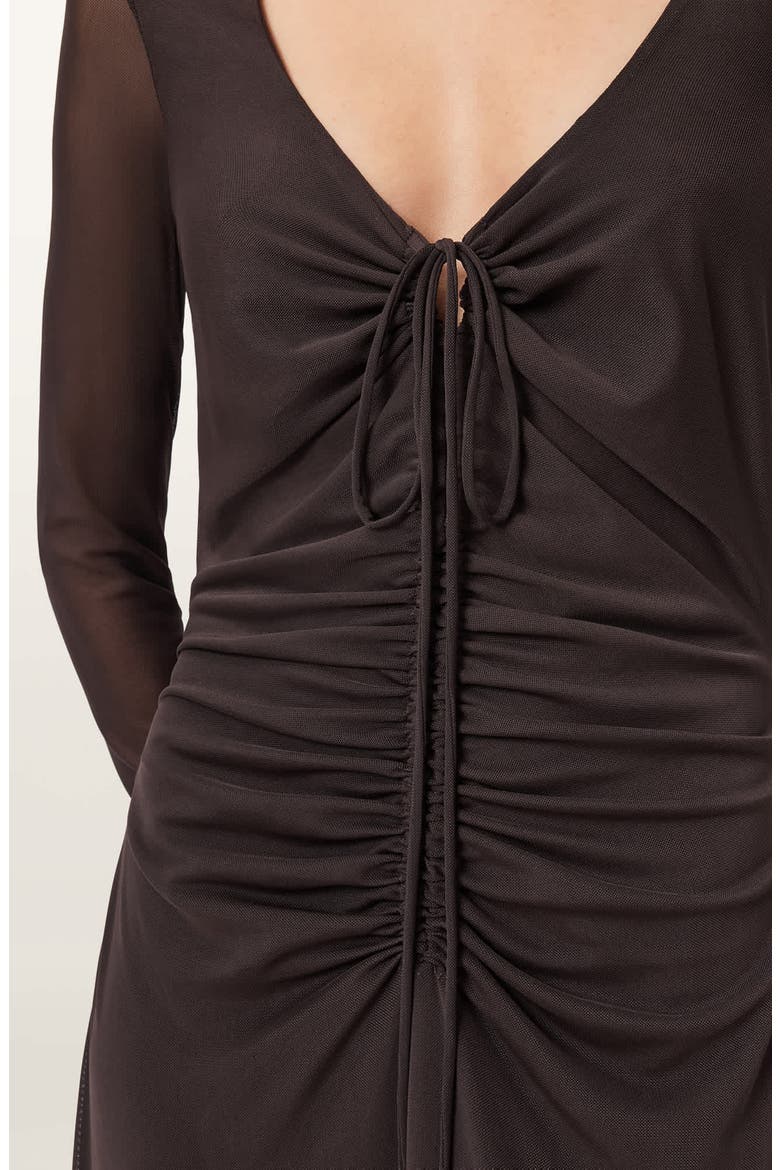 Gabby Long Sleeve Mesh Maxi Dress, Alternate, color, BOTTLE BROWN