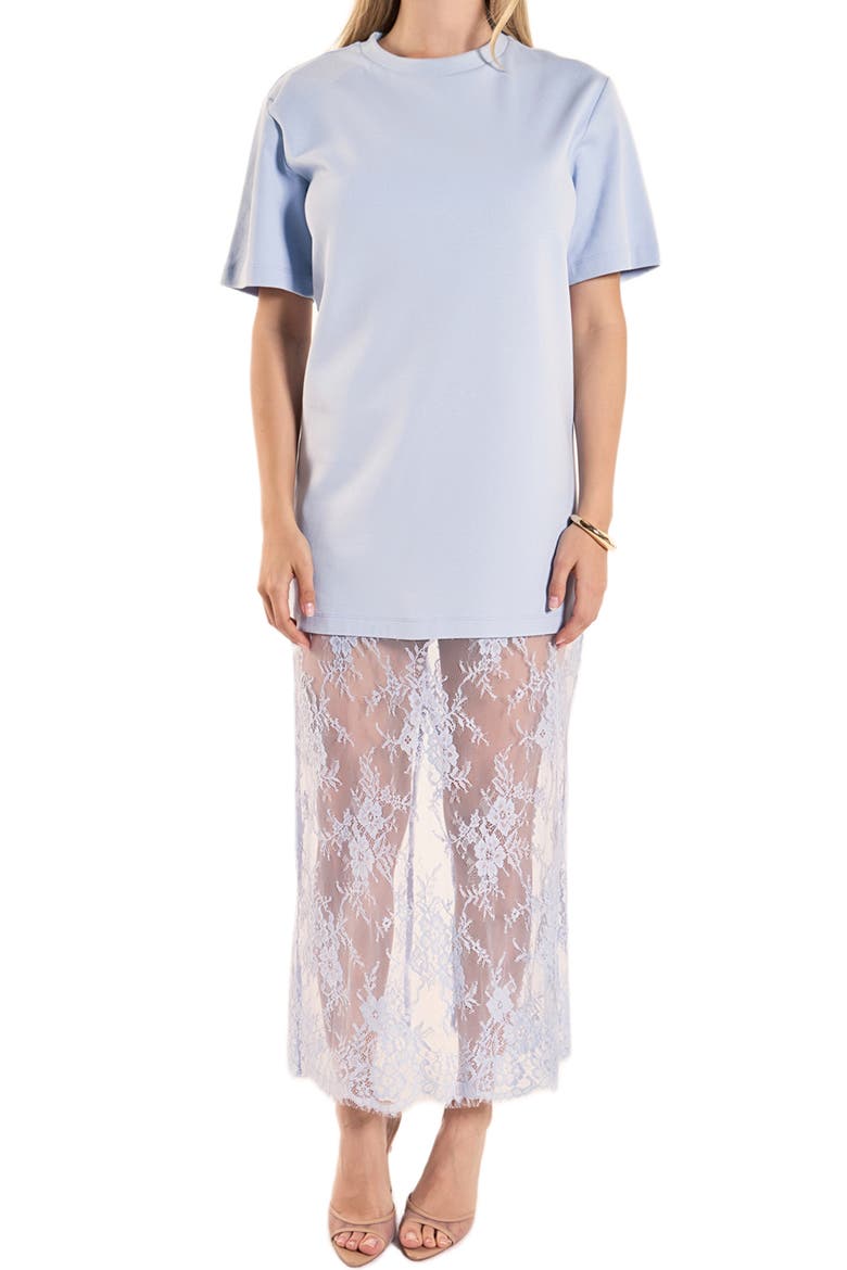 Mixed Media Cotton Knit & Lace T-Shirt Dress (Women) | Nordstrom