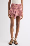 Isabel Marant Ceiva Smocked Waist Silk Georgette Miniskirt