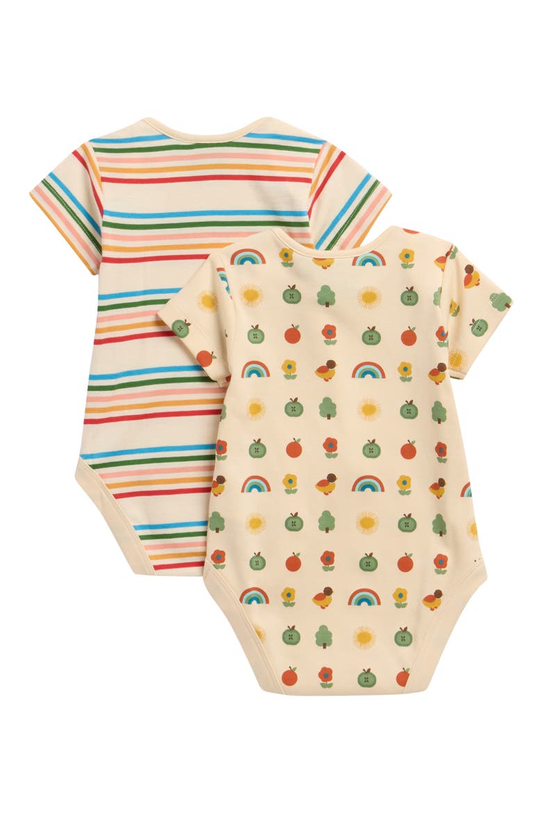 Rainbows Assorted 2-Pack Organic Cotton Bodysuits, Alternate, color, YELLOW MULTI