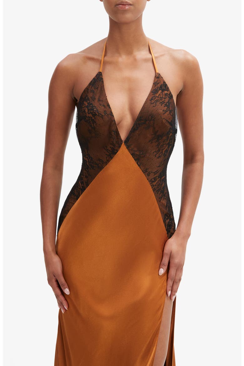 Estrella Halter Gown, Alternate, color, TOFFEE