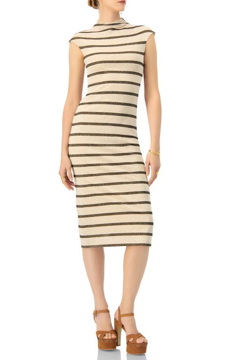 Striped Jersey Midi Dress