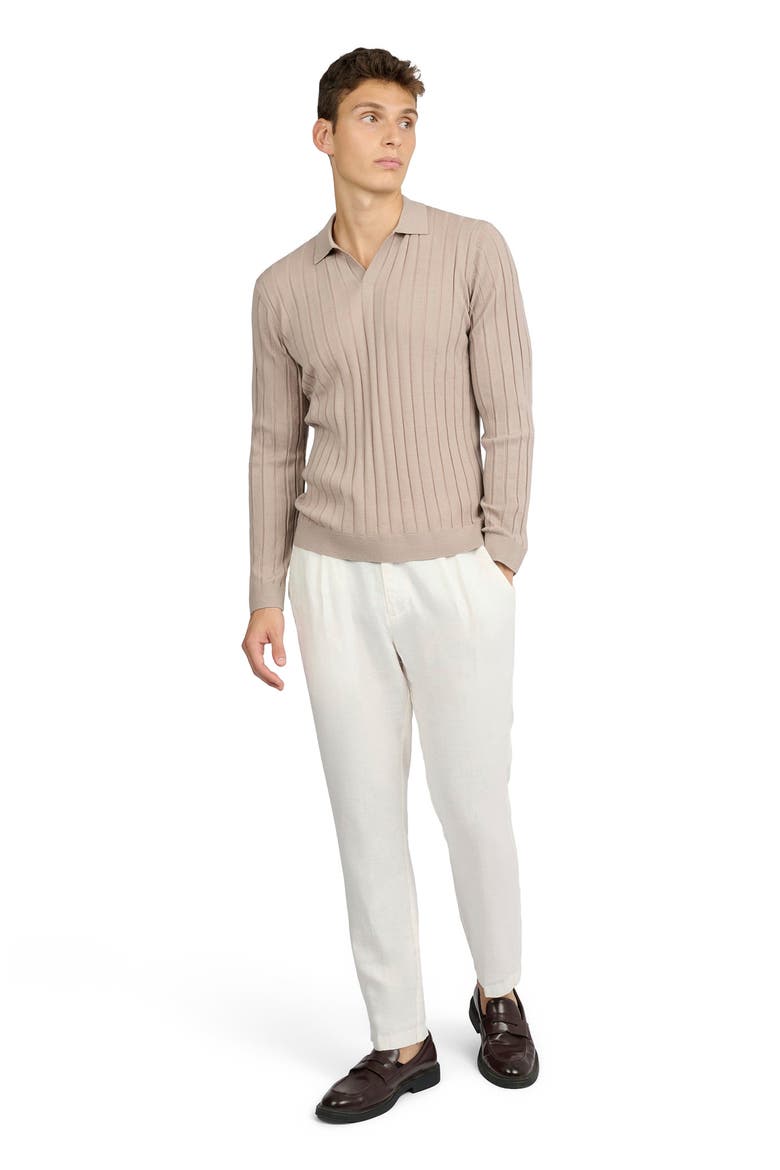 Extra Fine Merino Wool Johnny Collar Polo, Main, color, OXFORD TAN