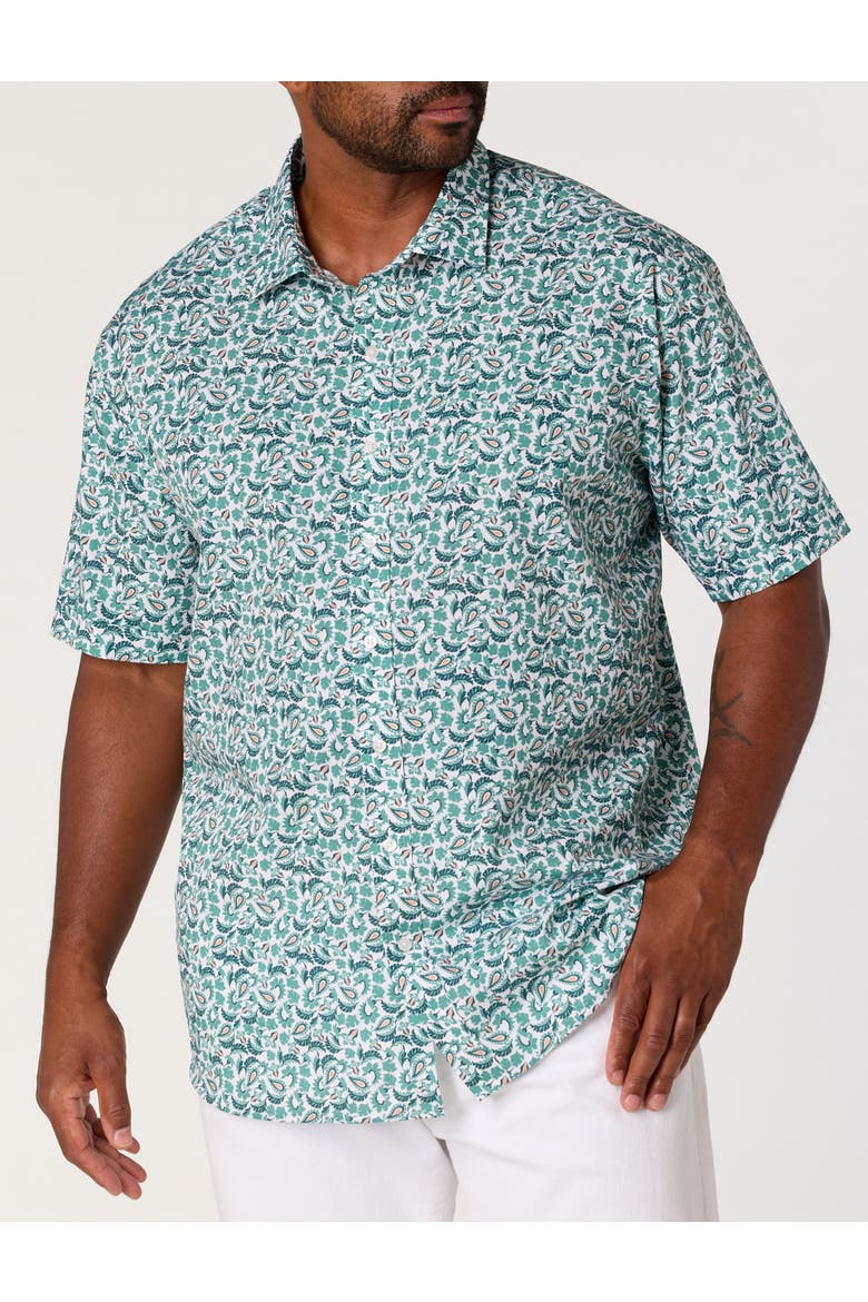 Big & Tall Tonal Paisley Sport Shirt V2, Main, color, GREEN