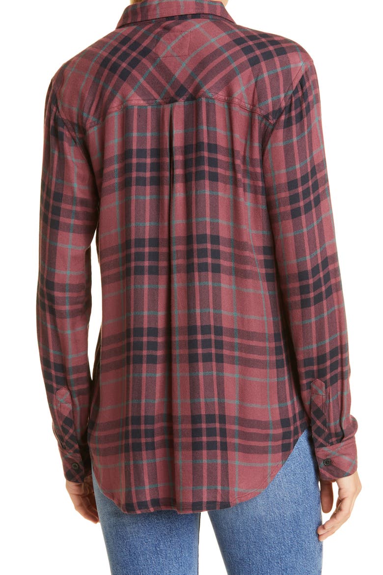 Hunter Plaid Button-Up Shirt, Alternate, color, MIDNIGHT ROSE
