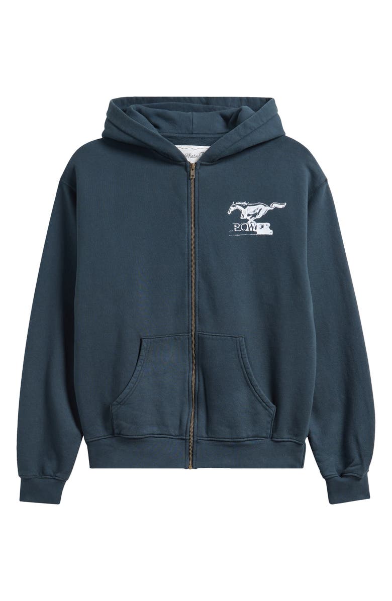 ONE OF THESE DAYS Ford Mustang Cotton Graphic Zip-Up Hoodie, Alternate, color, Washed Black