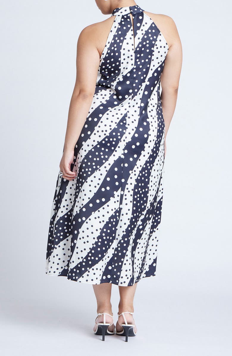 ELOQUII Mixed Dot Print Satin Dress, Alternate, color,