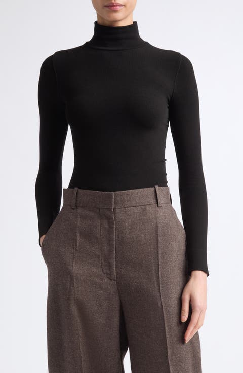 Compact Jersey Mock Neck Top