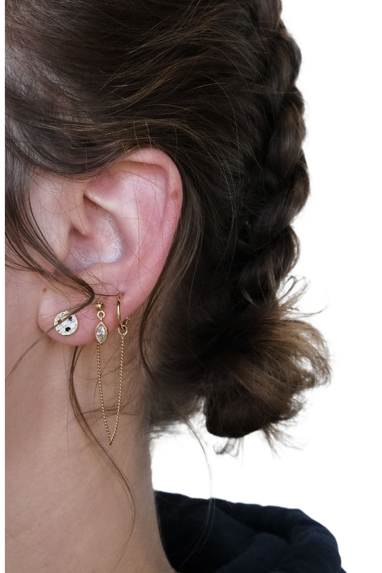 Soccer Ball Stud Earrings, Alternate, color, Gold / Black / White