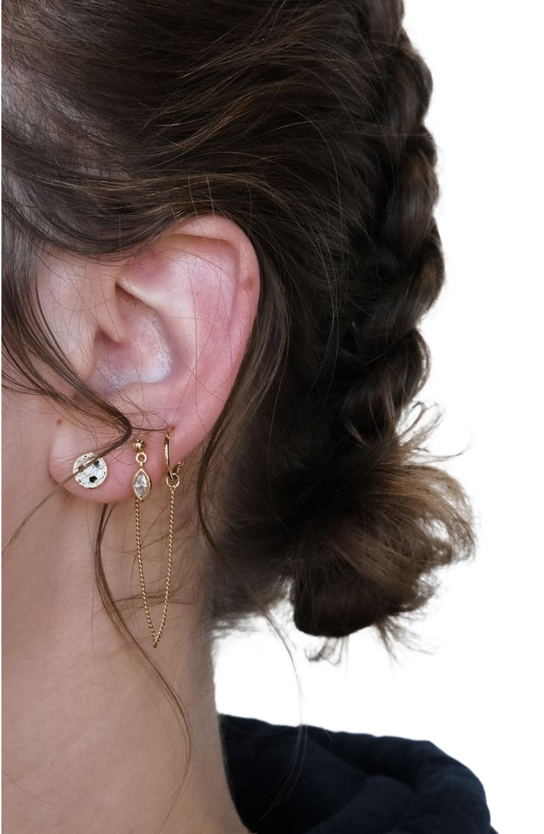Nickel & Suede Soccer Ball Stud Earrings, Alternate, color, Gold / Black / White