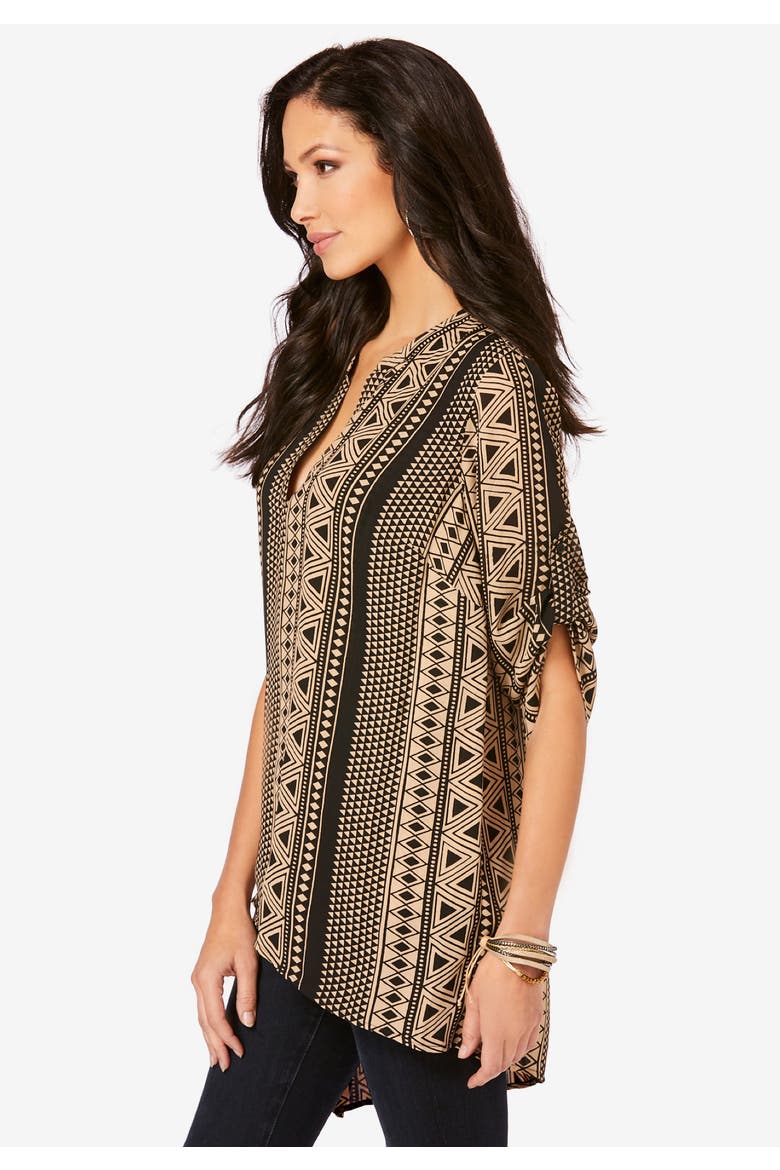 Geometric Tunic, Alternate, color, SUNSET CORAL GEO