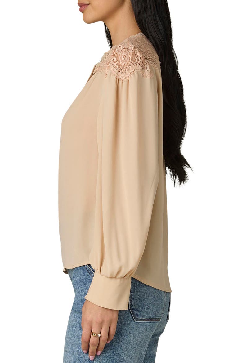 Lace Inset Button Front Shirt, Alternate, color, SANDSTONE