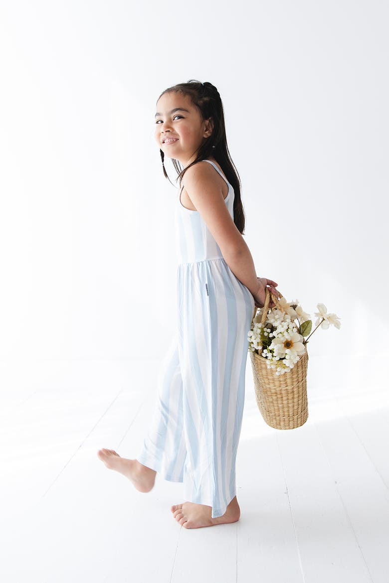 Baby Girl's Cotton Candy Stripes Wide Leg Jumpsuit, Alternate, color, Blue