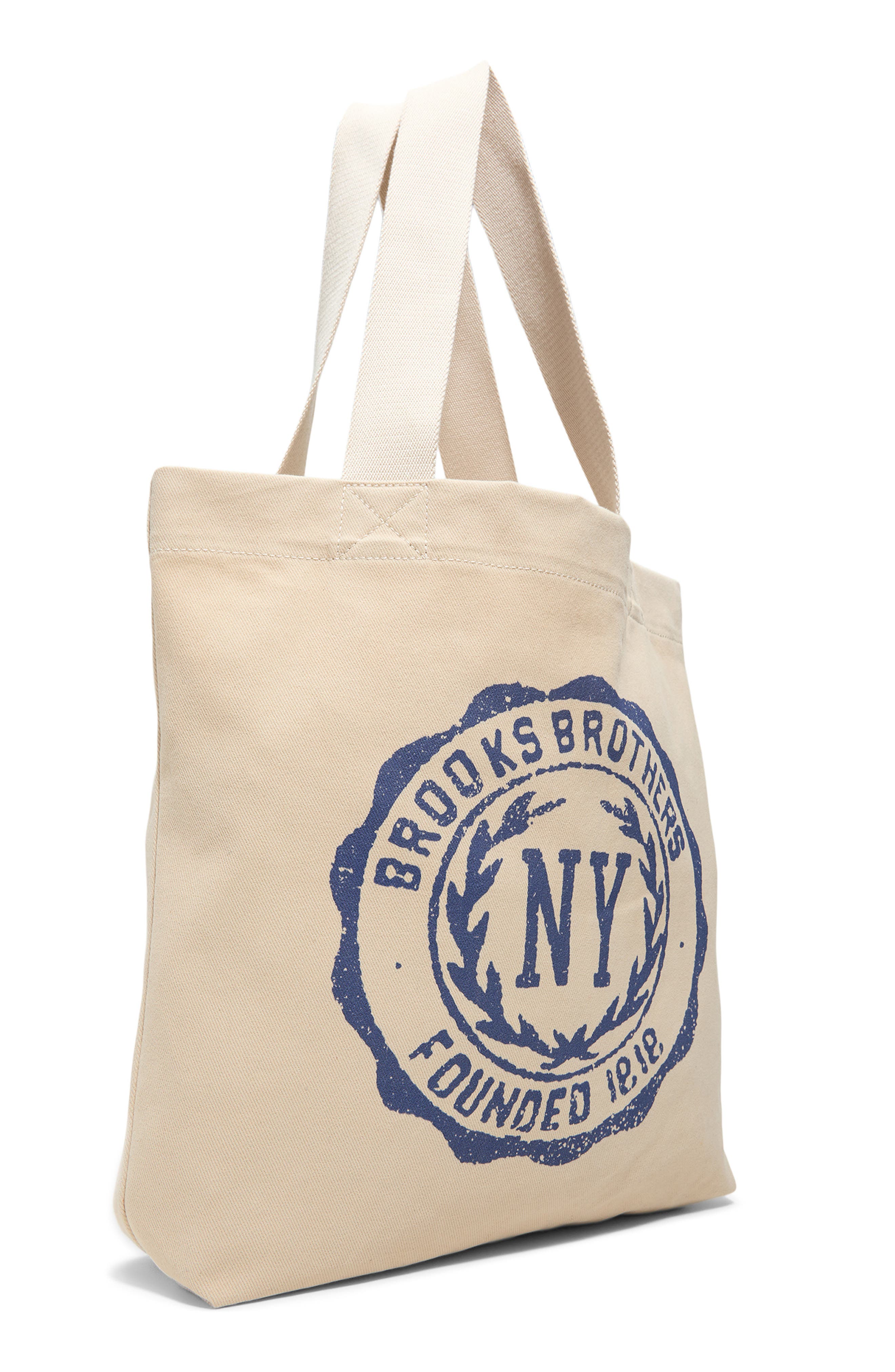 Brooks Brothers Tribeca Cotton Canvas Tote Bag, Alternate, color, Natural