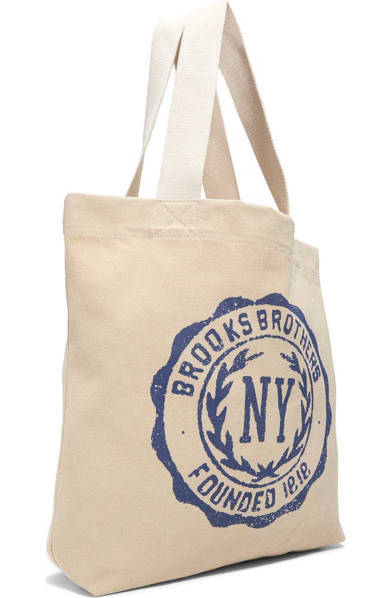Brooks Brothers Tribeca Cotton Canvas Tote Bag, Alternate, color, Natural