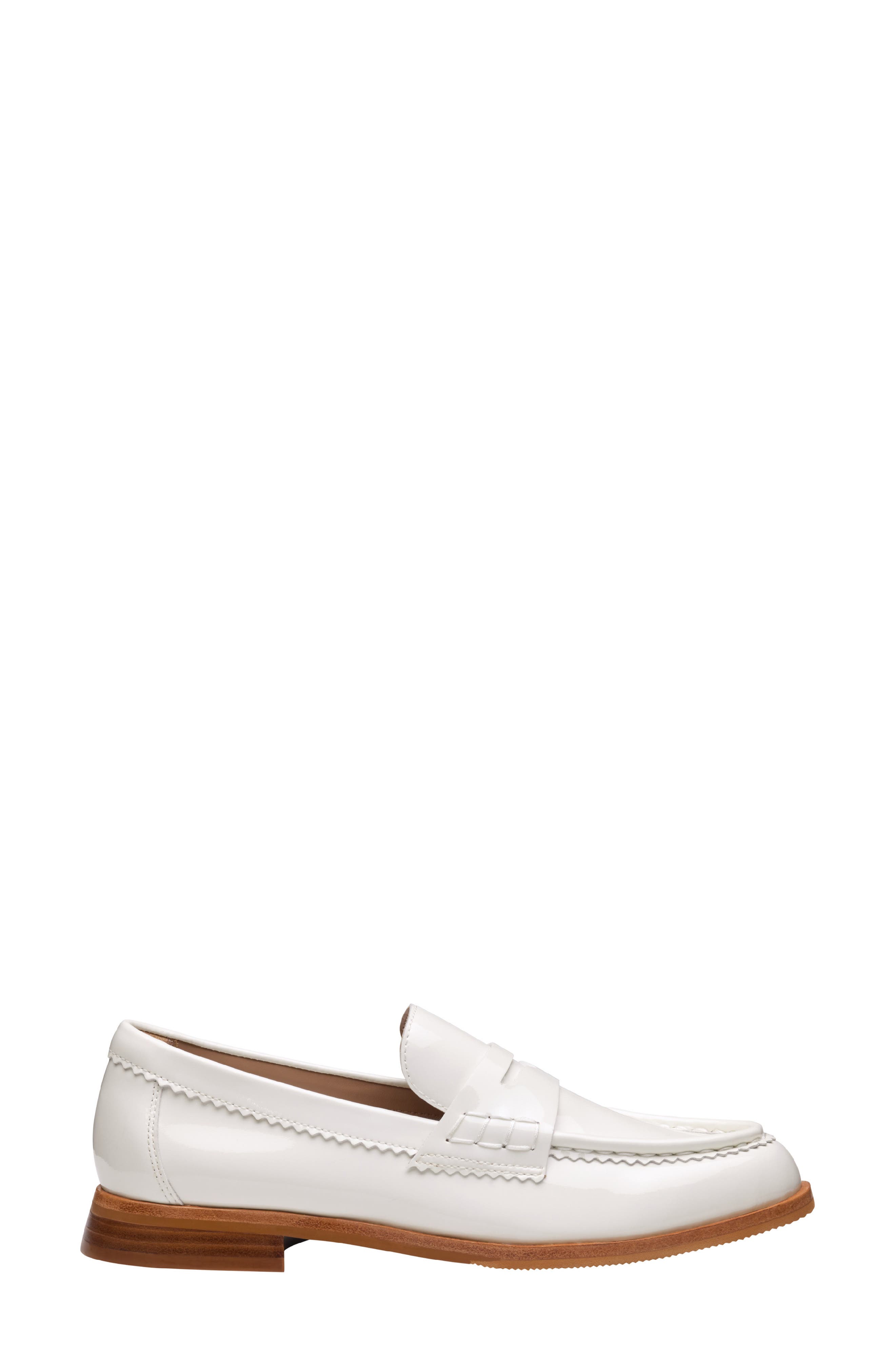 Johnston 
Murphy Gillian Patent Leather Penny Loafer, Alternate, color, White Patent Leather