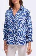 Foxcroft Alexis Print Cotton Popover Top