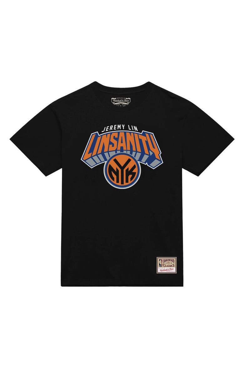 Men's Mitchell & Ness Jeremy Lin Black New York Knicks Linsanity Logo T-Shirt, Alternate, color, Black