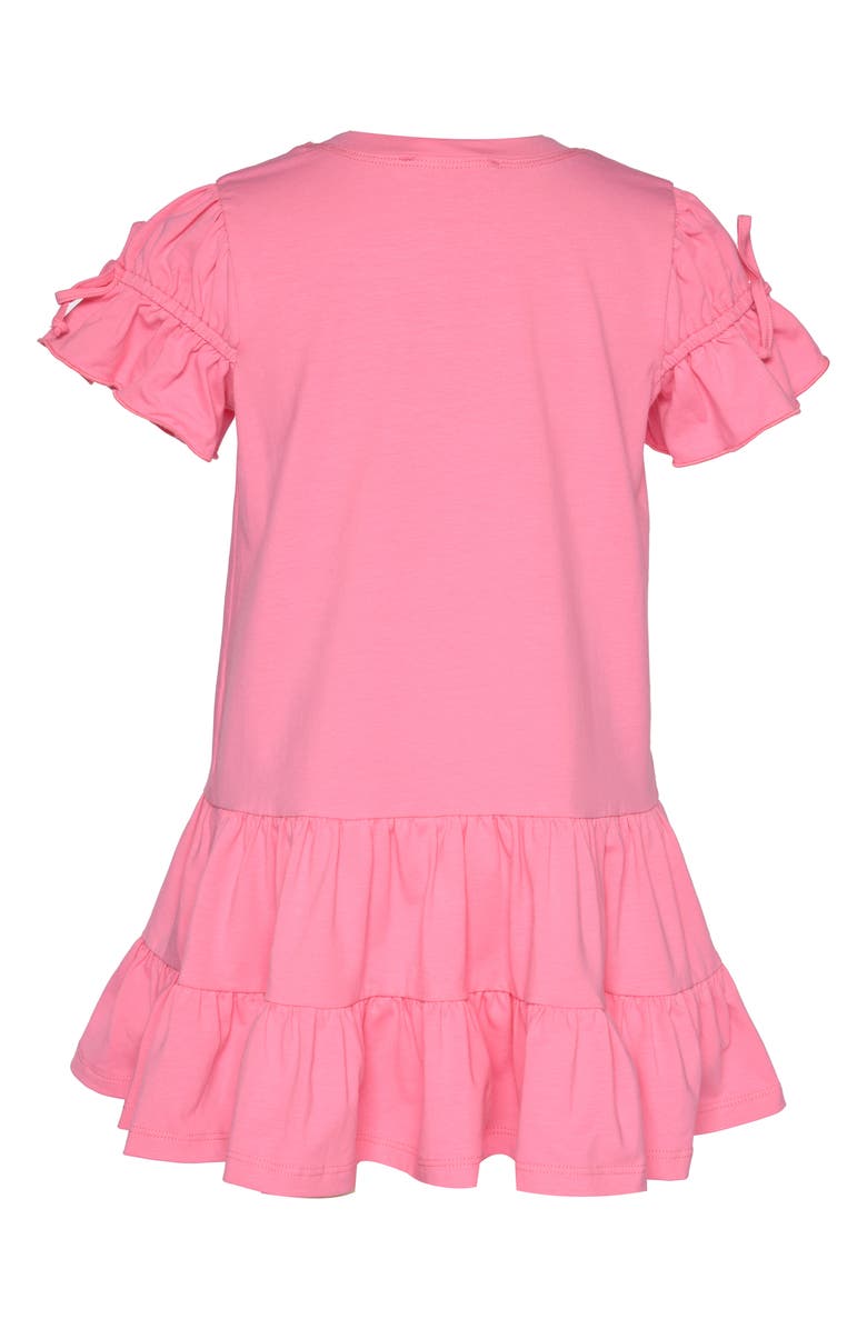 Baby Sara Kids' Unicorn Tulle Trim Tiered Stretch Cotton Party Dress, Alternate, color, Pink