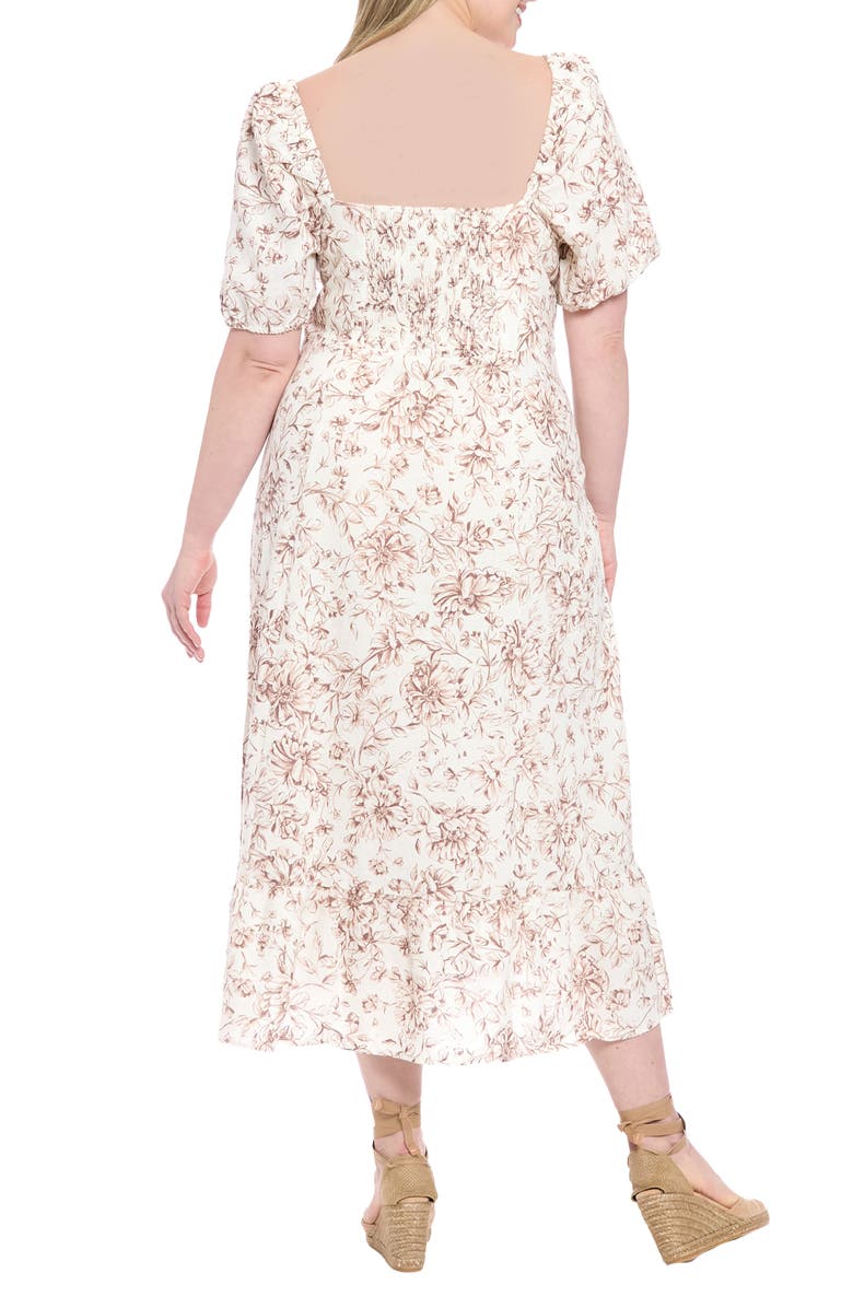 London Times Floral Puff Sleeve Maxi Dress, Alternate, color, Ivory/ Brown