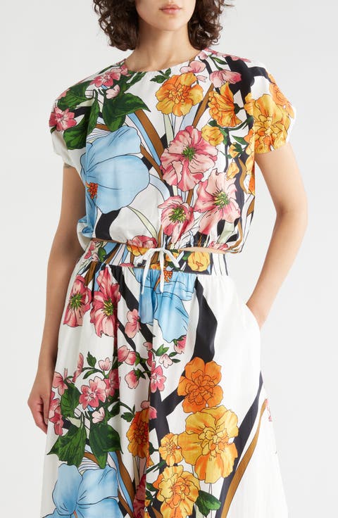 Short Sleeve Tie Waist Crop Top