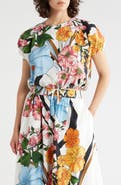 T Tahari Short Sleeve Tie Waist Crop Top