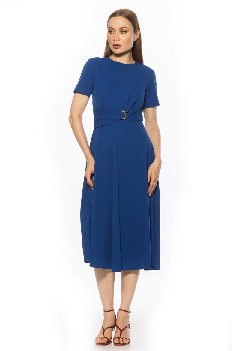 Xi Gathered Waist Midi Dress, Alternate, color, LAPIS