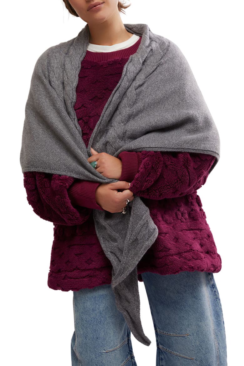 Coastline Cable Trim Scarf, Main, color, CHARCOAL