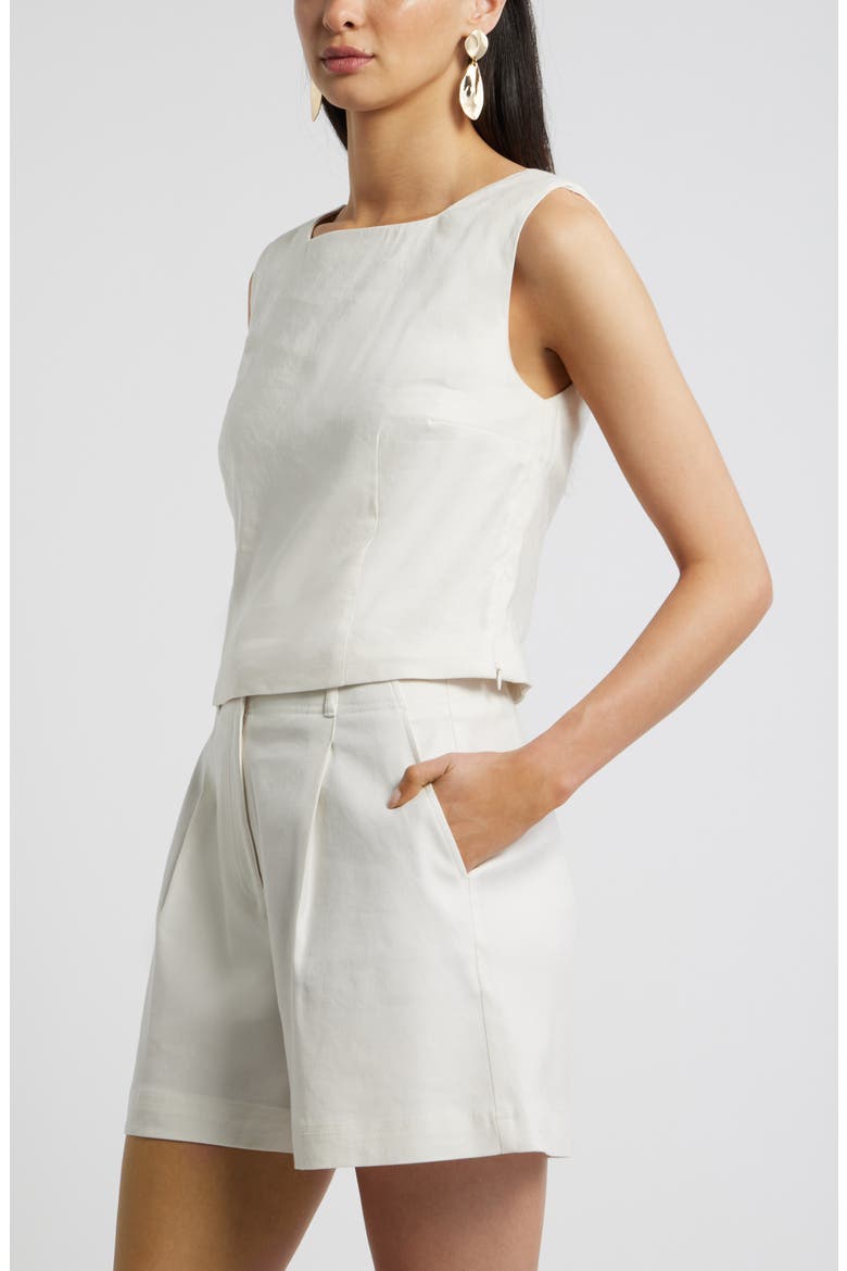 Linen Blend Shell Top, Alternate, color, IVORY TOFU