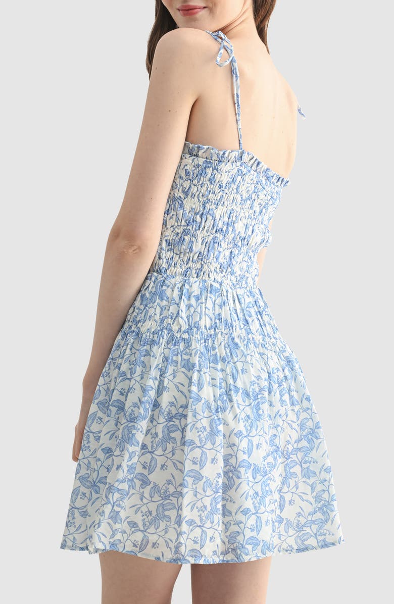 Lush Tie Strap Smocked Minidress, Alternate, color, Blue