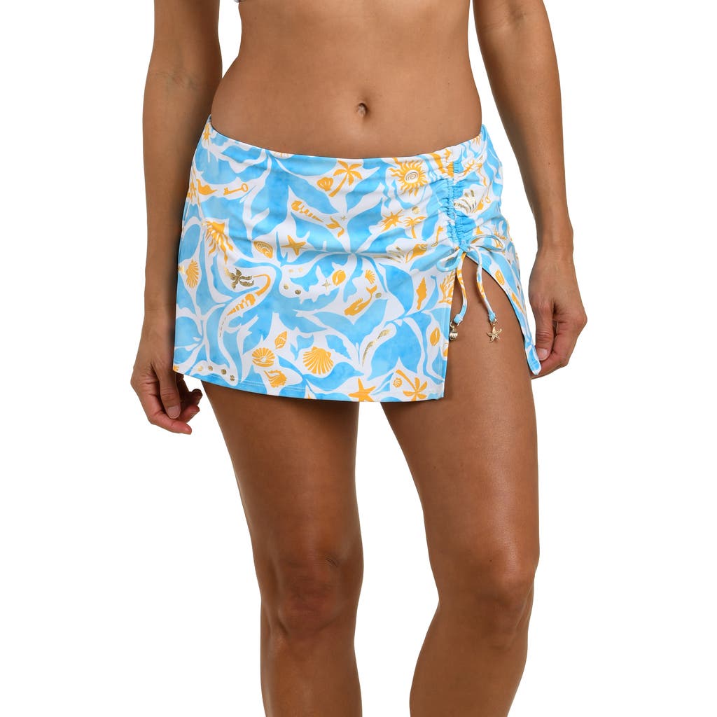 La Blanca Trinket Tunnel Skirted Bikini Bottoms in Sky at Nordstrom, Size 4