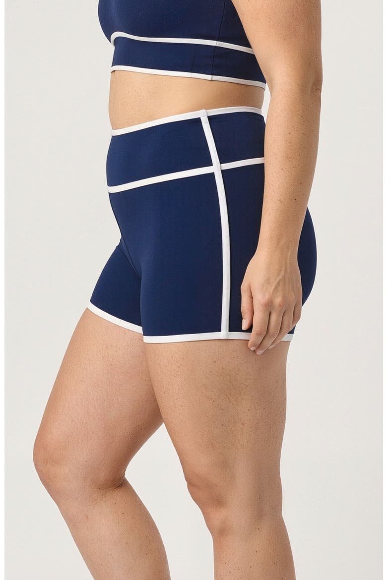 Plus Size Swim Shorts Two-Toned Collection, Alternate, color, Navy & White