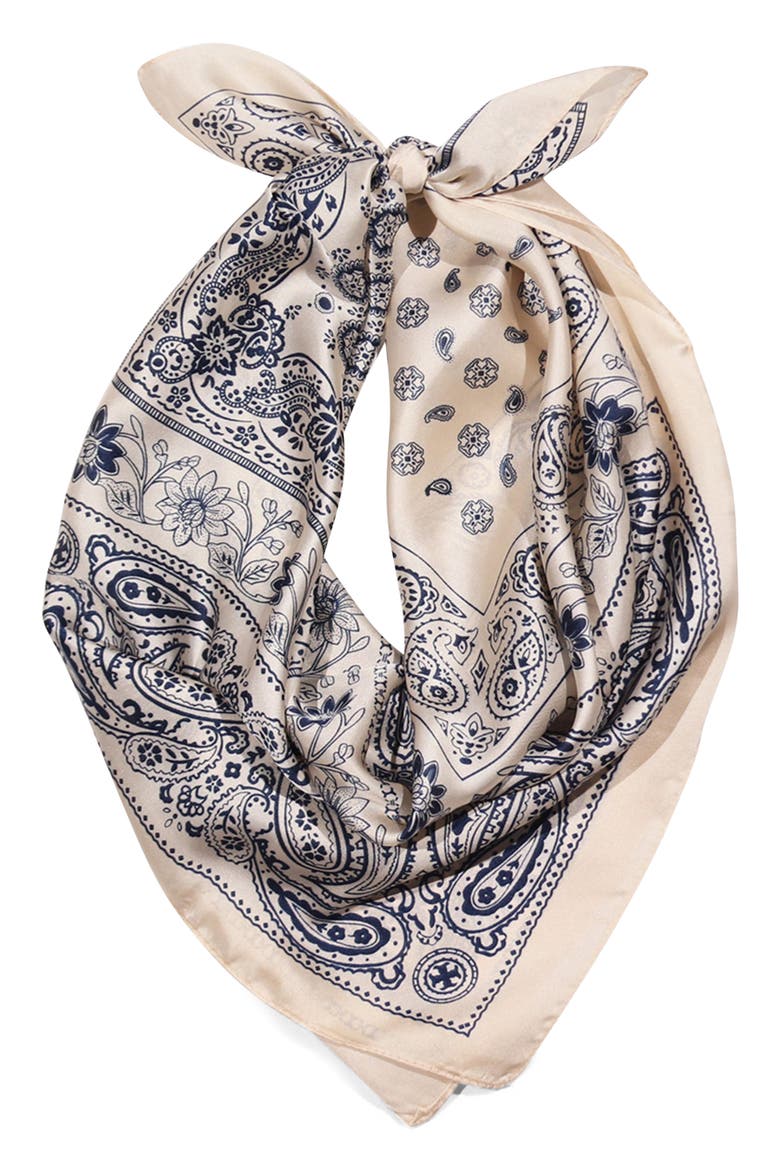 Lolita Paisley Print Square Scarf, Main, color, WHITE