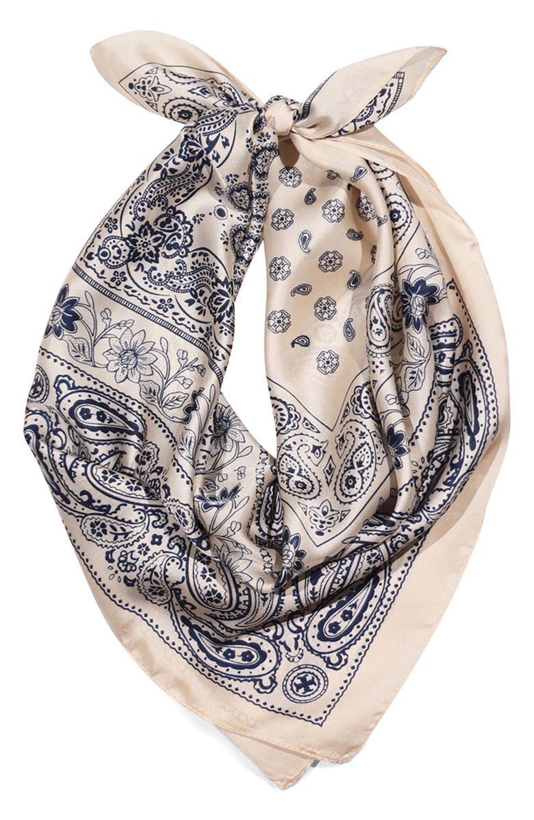 Petit Moments Lolita Paisley Print Square Scarf, Main, color, White