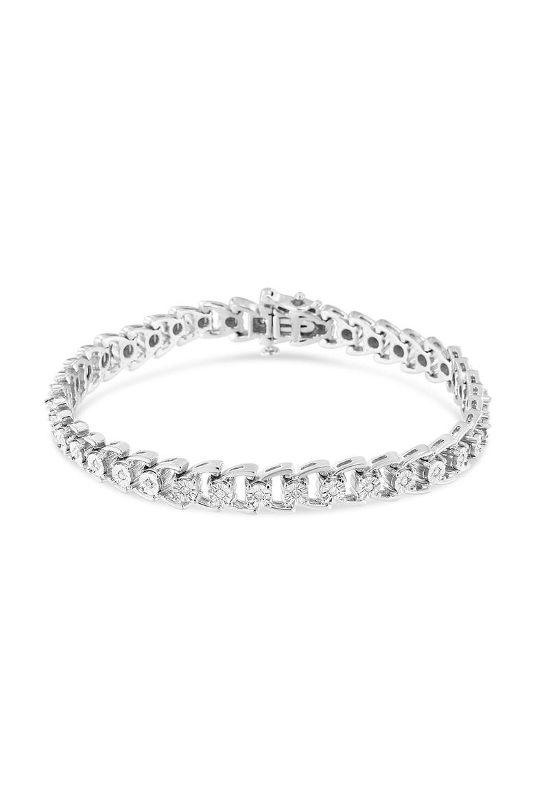 Silver 1/4 Cttw Diamond Composite Linked Composite Line Bracelet, Alternate, color, White