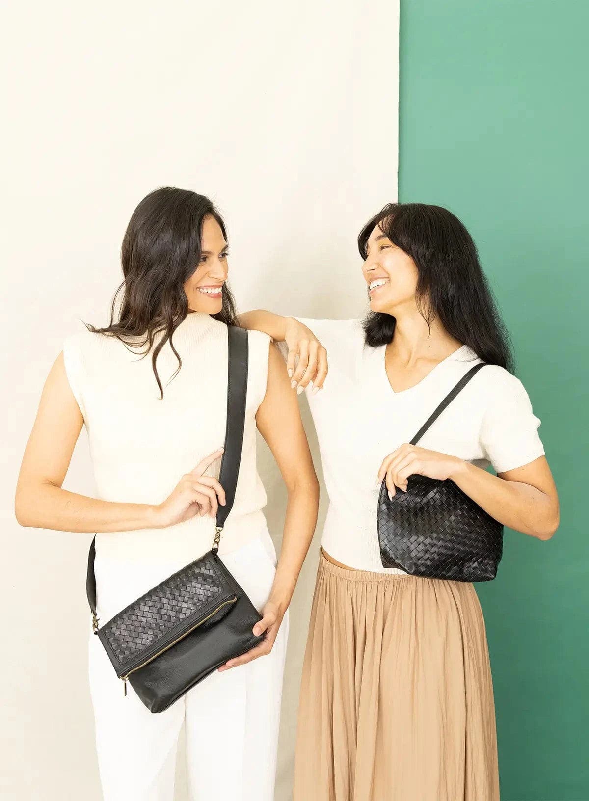 Deux Mains Woven Leather Shoulder Bag, Alternate, color, Black