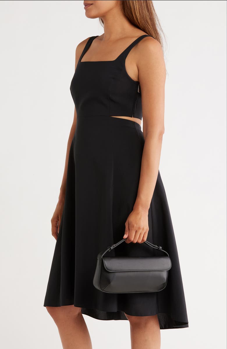 BCBG Asymmetric Flap Shoulder Bag, Alternate, color, Black